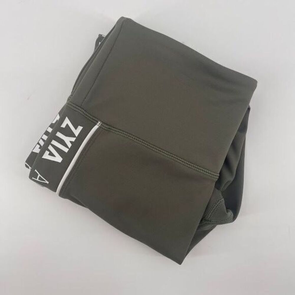 Zyia Active Olive Green Leggings with Side Text‎ Workout Pants Size 4